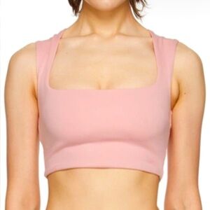 Danielle Guizio pink square neck Celestial stretch cropped tank top Women’s sz S